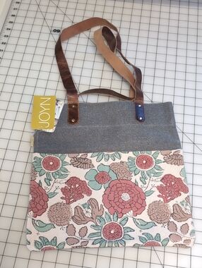 Joyn Floral Canvas Tote with Pink & Teal Accents